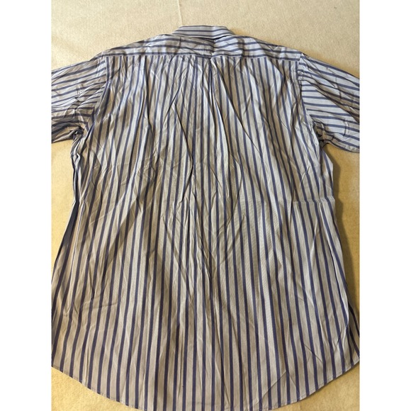 Faconnable Striped Button Down Shirt Mens 16.5 L Blue White Cotton Made in USA - Picture 7 of 8